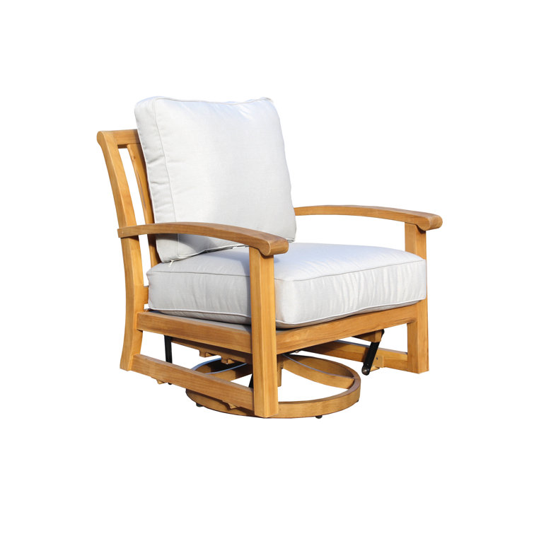 Rosecliff Heights Chancy Teak Swivel Patio Chair with Cushions Wayfair.ca